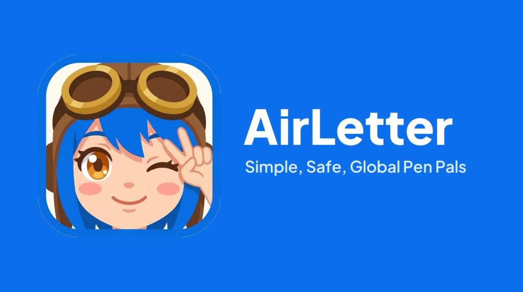 Airletter logo with its aviator mascot on a blue background